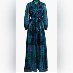 Julia Jordan Teal and Blue Floral Long Sleeve Dress NWOT